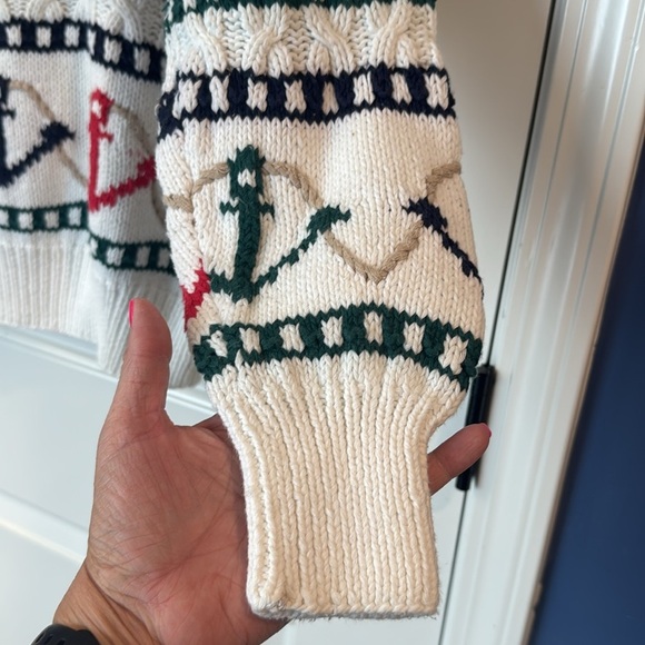 Vintage Rare  Boston Traders Nautical Theme Pattern Pullover White Knit Sweater - Picture 5 of 15